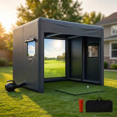 Stock 13Ft Inflatable Golf Simulator Enclosure Indoor/Outdoor Golf Practice Swing Tent with Projection Screen for All Skills