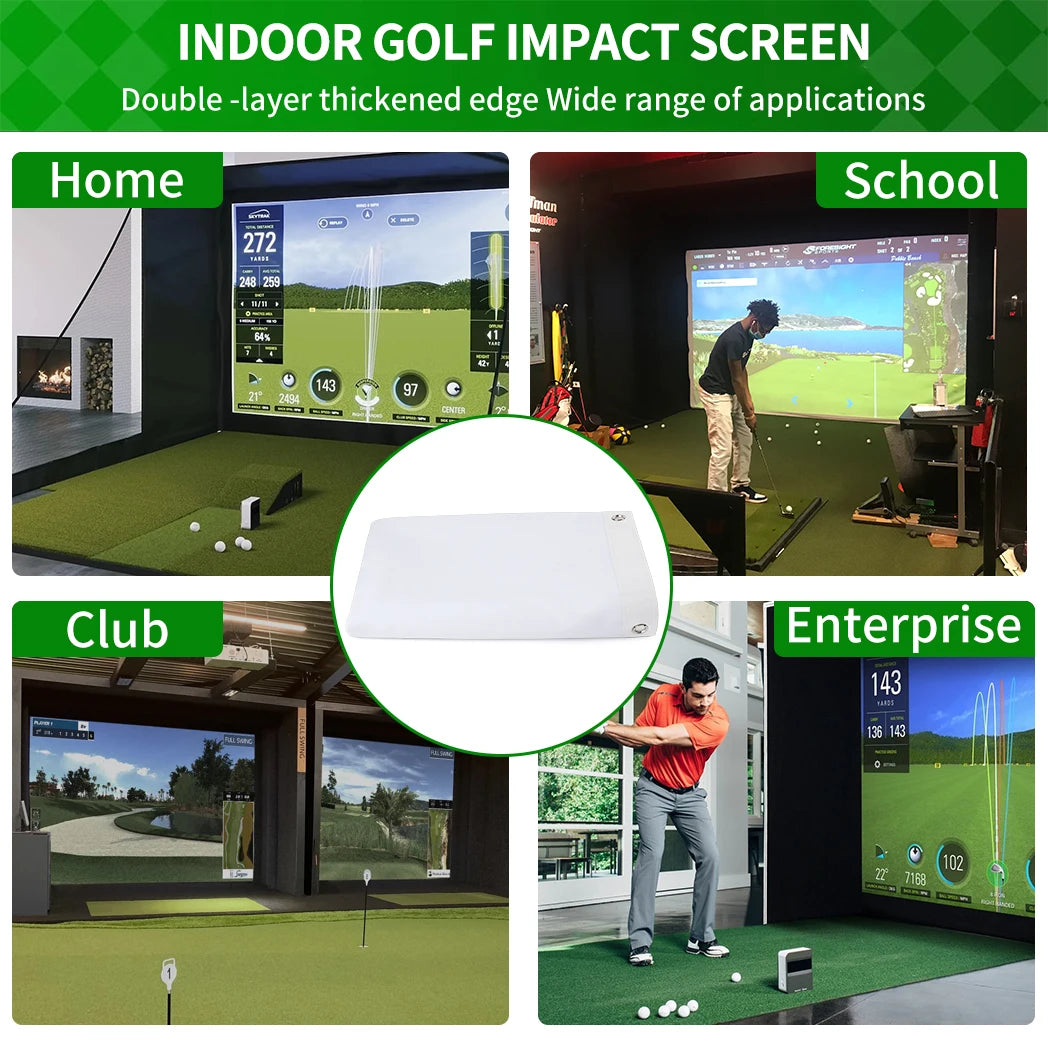 HD Golf Simulator Impact Screen – Double-Layer, Silent, Durable, 4 Sizes, Indoor & Outdoor, Training Projection Screen