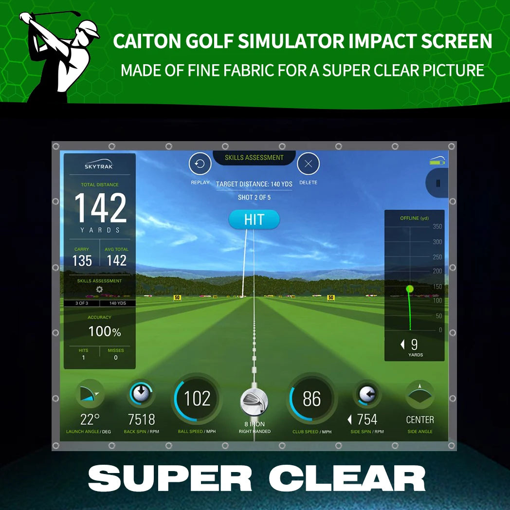 HD Golf Simulator Impact Screen – Double-Layer, Silent, Durable, 4 Sizes, Indoor & Outdoor, Training Projection Screen