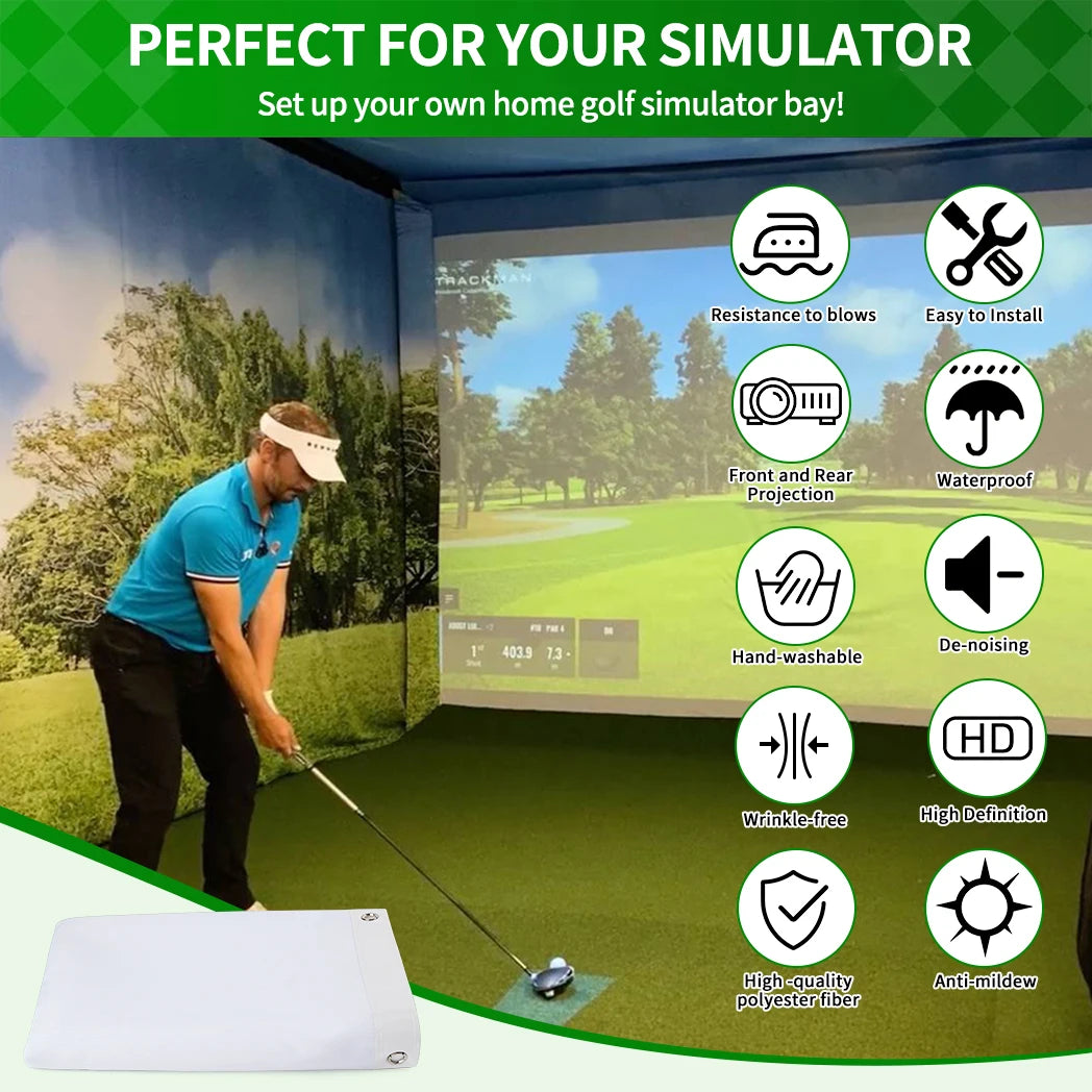 HD Golf Simulator Impact Screen – Double-Layer, Silent, Durable, 4 Sizes, Indoor & Outdoor, Training Projection Screen