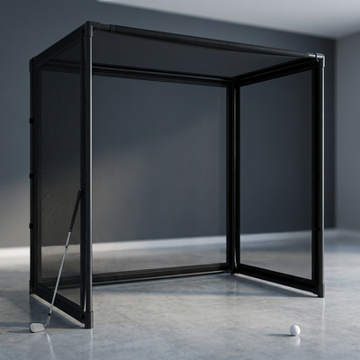 DIY Golf Simulator Impact Screen Frame Enclosure Kit Set, Use with Simulators, Durable Fabric with Velcro, Reinforced Black Border, 9.8'X9.8'X4.9'